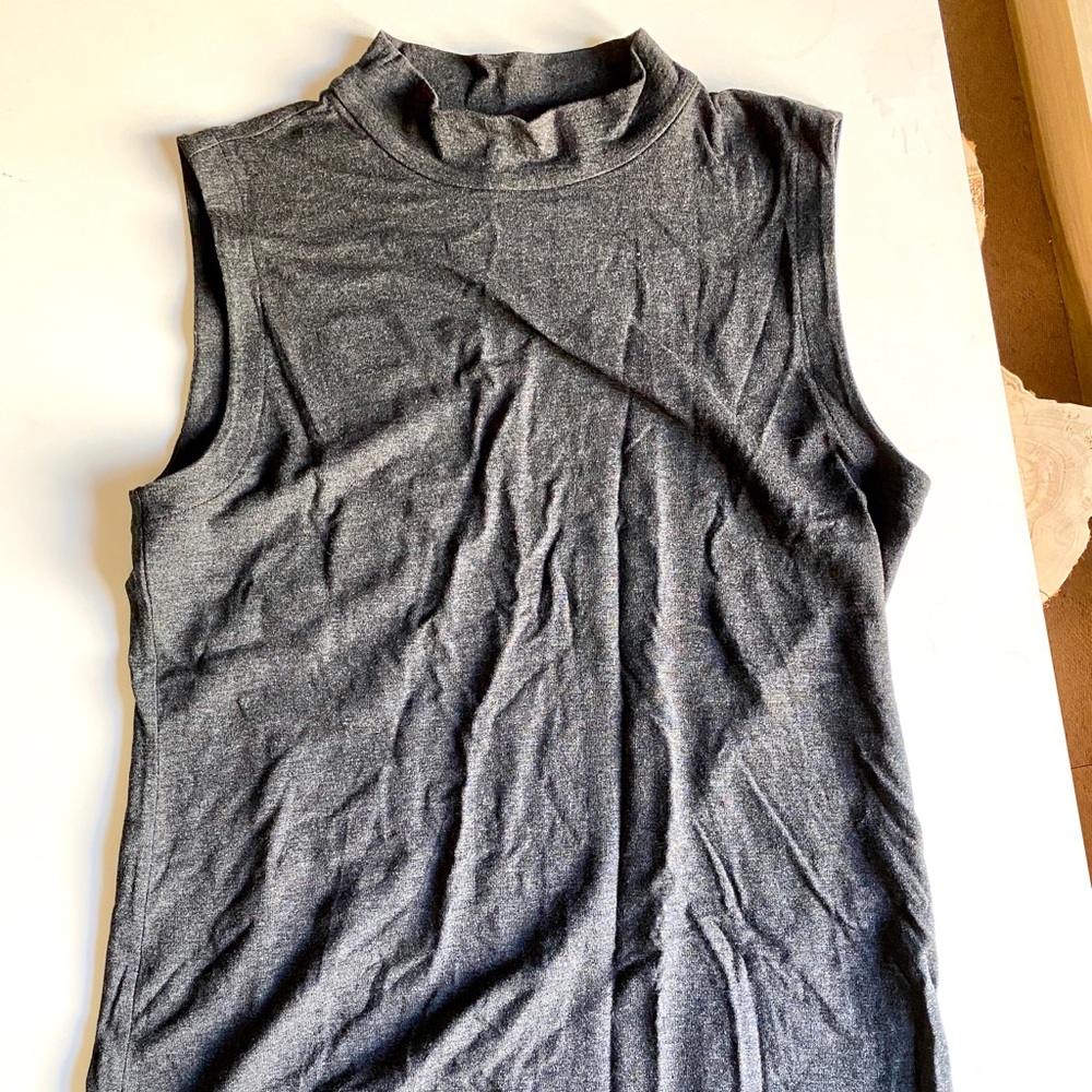 Eileen Fisher Stretchy Grey Turtleneck Tank